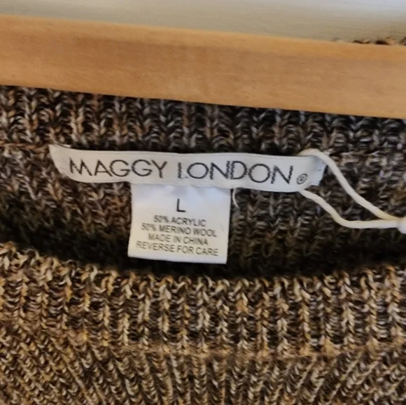 Maggy London merino wool blend sweater dress brown size large classic cozy - Picture 4 of 8